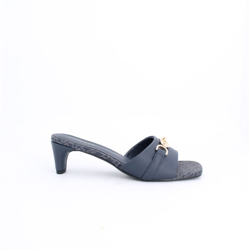 VERLEE MULE LOW HEEL SANDALS - NAVY