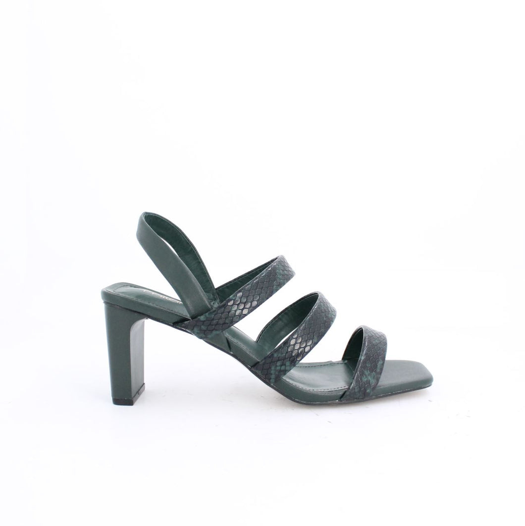DOMNIKA SLINGBACK BLOCK HEEL SANDALS - GREEN