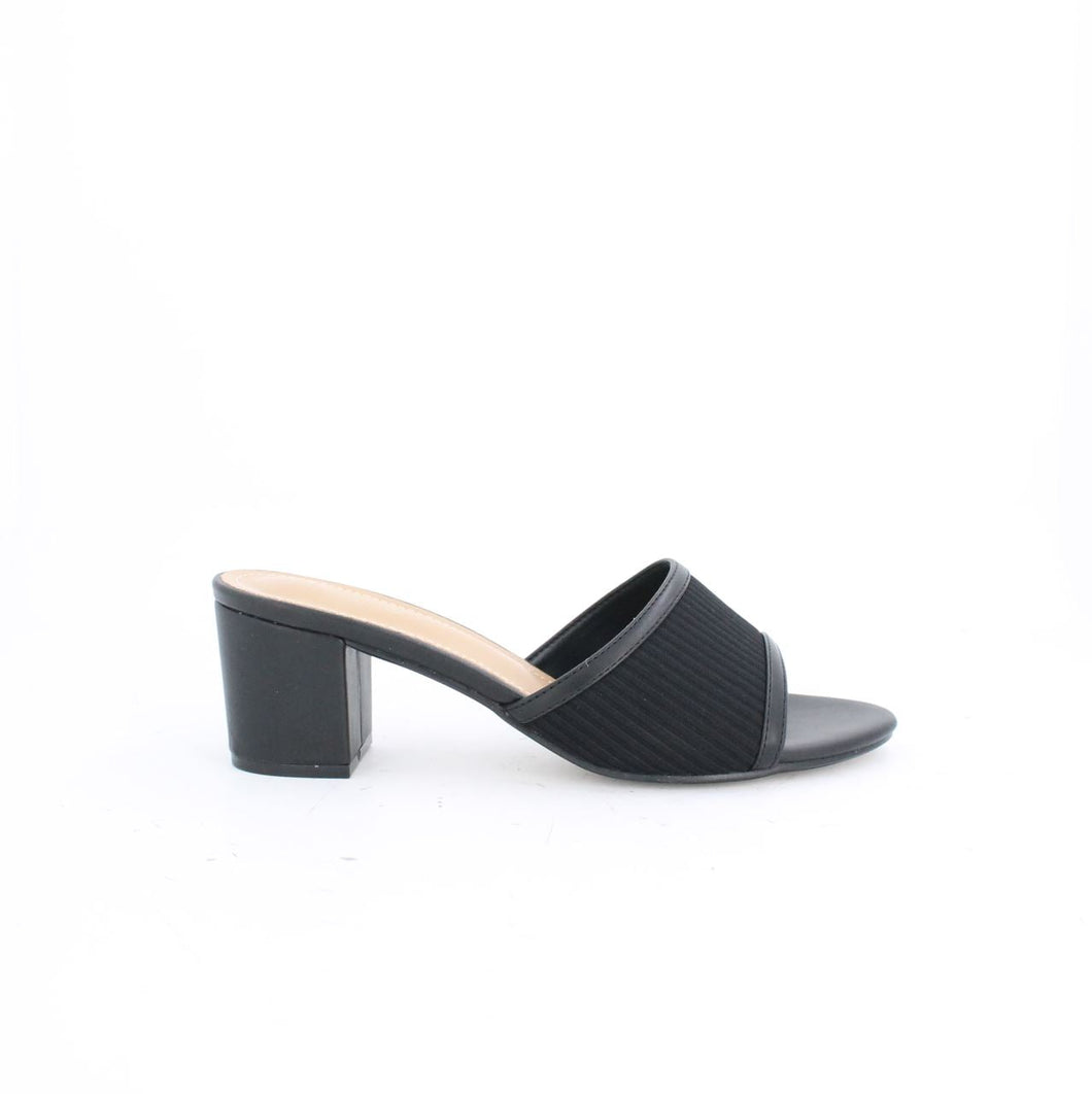 JEZA BLOCK-HEEL SLIDE SANDALS - BLACK