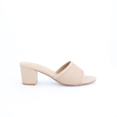 JEZA BLOCK-HEEL SLIDE SANDALS - BEIGE