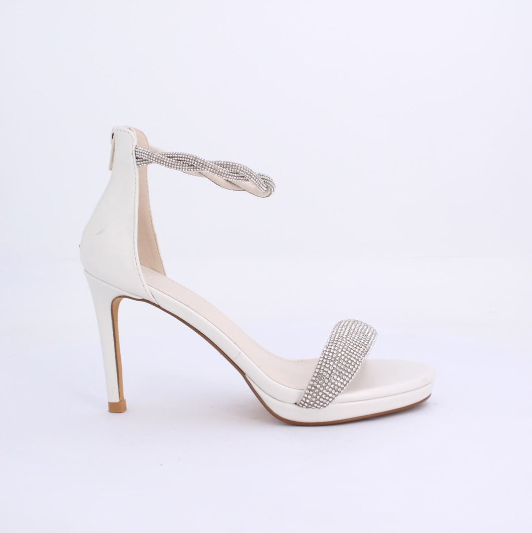 MARCELLA ANKLE STRAP HEEL SANDAL - WHITE